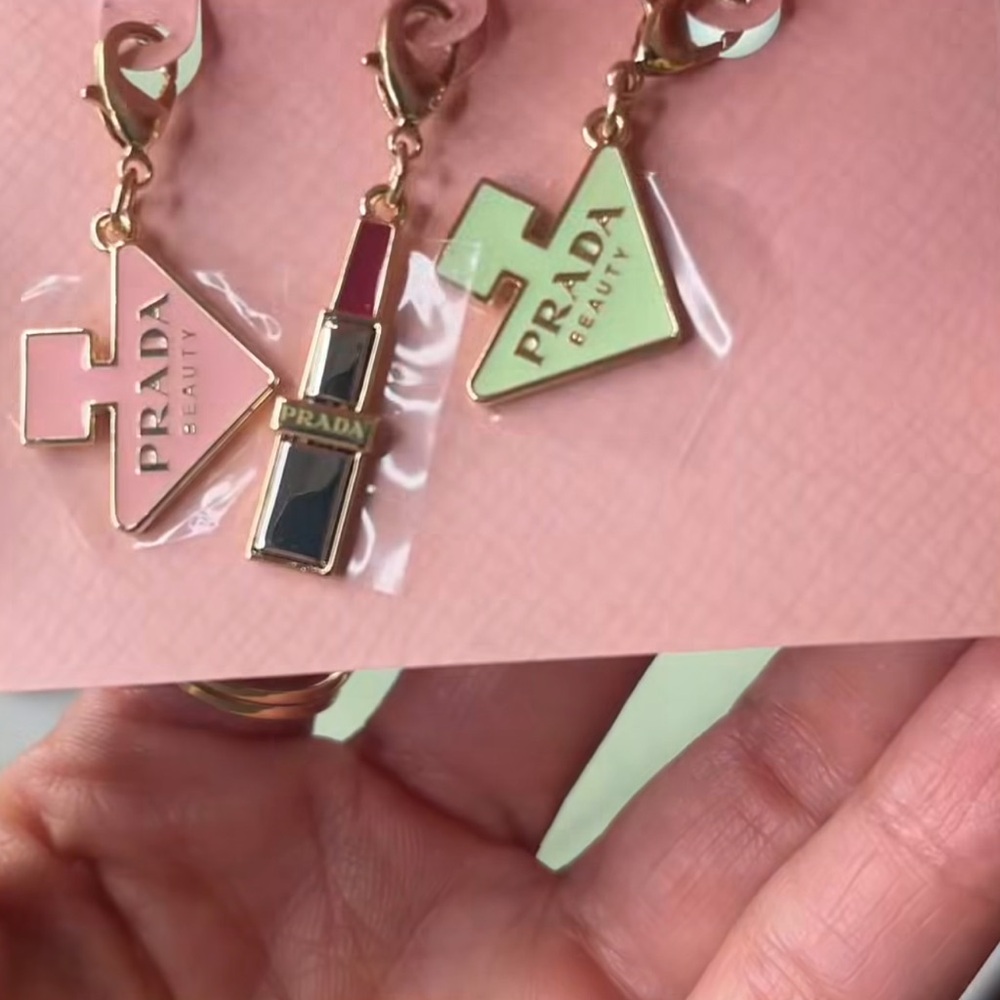 Prada beauty lipstick perfume Enamel Charm Set NWT - Picture 2 of 3